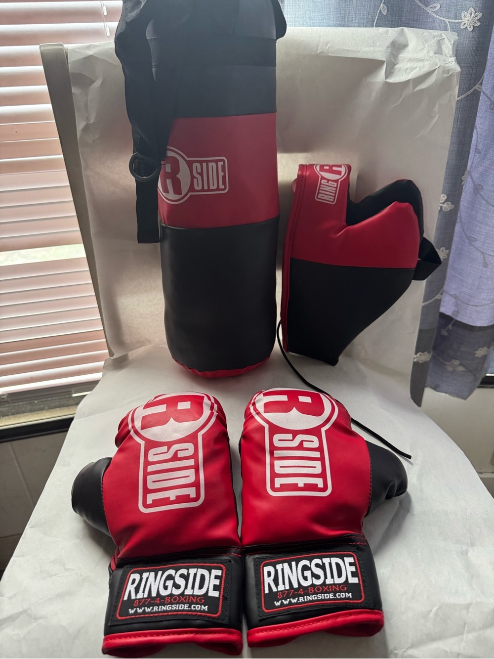 Kids Boxing Set in Red and Black - Gloves, Mitts & Bag